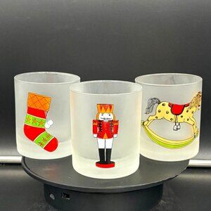 Vintage Darington France Nutcracker Suite Frosted 3.5" Glasses Votive Holders